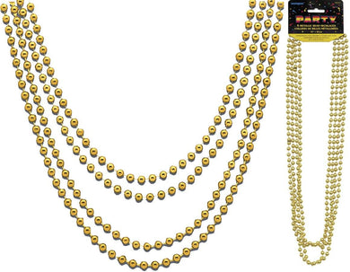 4 Pack Metallic Gold Bead Necklaces - 81cm - The Base Warehouse
