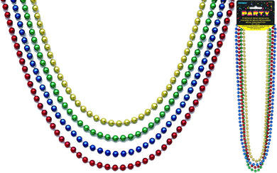 4 Pack Assorted Colours Metallic Necklaces - 81cm - The Base Warehouse