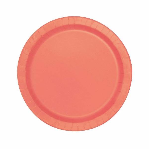 16 Pack Coral Paper Plates - 23cm - The Base Warehouse