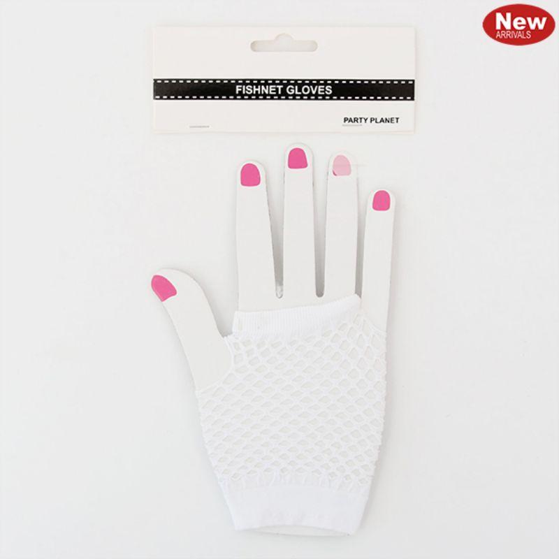White Fishnet Short Gloves