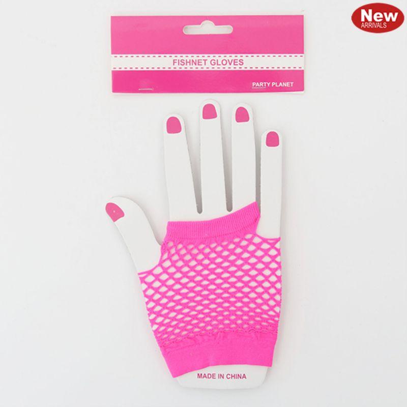 Pink Fishnet Short Gloves