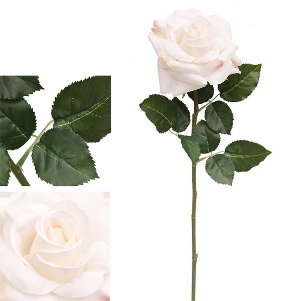 White Real Touch Rose - 60cm