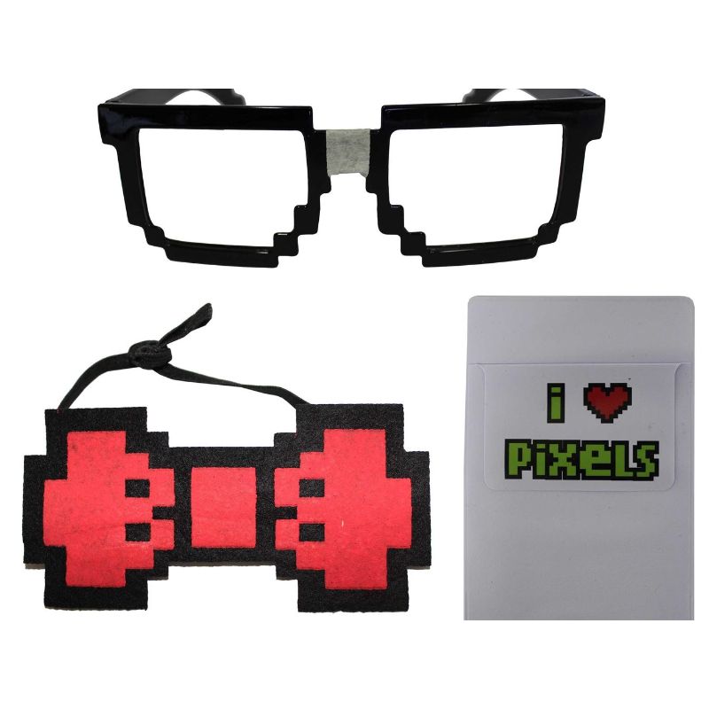 Pixel Spectacles, Bowtie & Name Badge Kit
