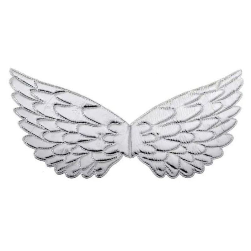 Padded Mini Metallic Silver Angel Costume Wings - 45cm