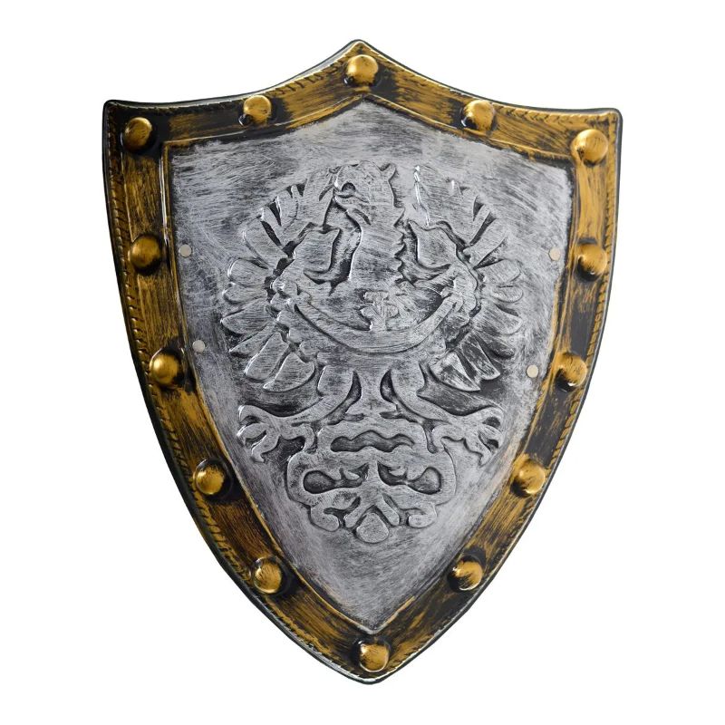 Barbarian Deluxe Gold and Silver Medieval Battle Shield - 63cm x 51cm
