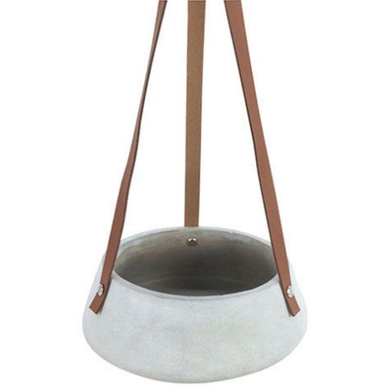 Lucee Concrete Hanging Pot with PU Leather Strap - 20cm x 8cm