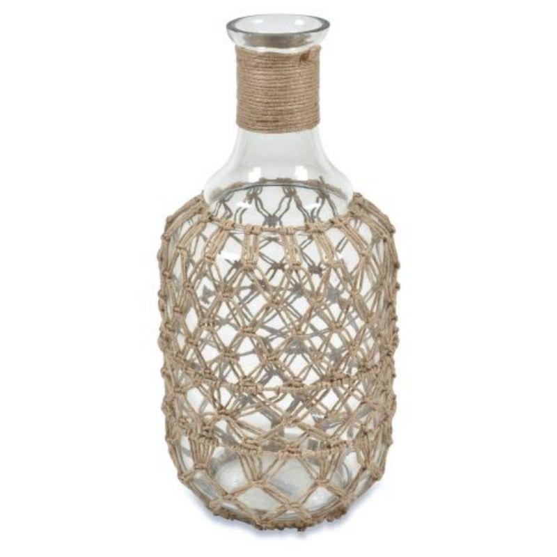 Delilah Glass and Rope/Jute Bottle Large - Natural/Clear - 38cm