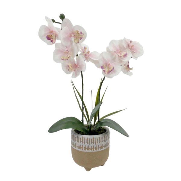 Pink Artificial Orchid In Ceramic Pot - 42cm