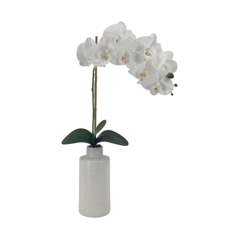 Artificial Real Touch Orchid in White Ceramic Pot - 55.8cm