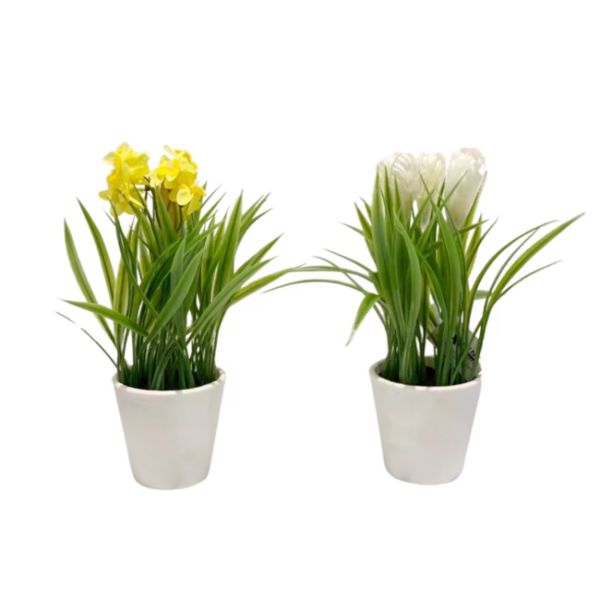 Artificial Plant With Flower In Plastic Pot - 23cm