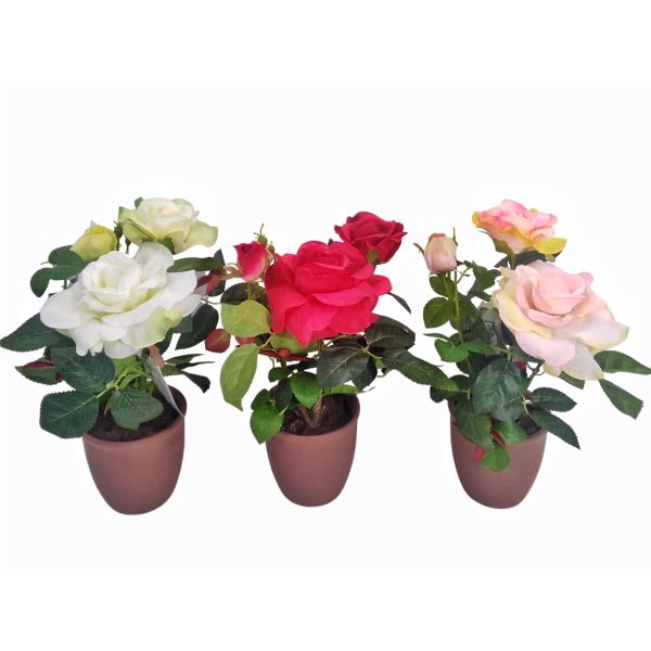 Artificial Rose In Pot - 33cm