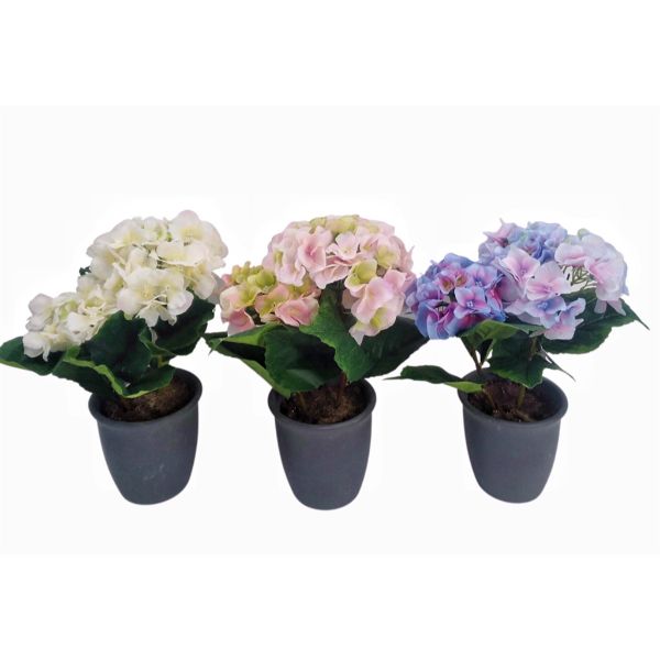 Artificial Hydrangea In Black Pot - 36cm