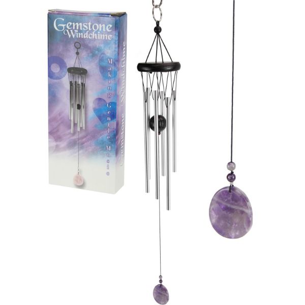 Amethyst Crystal Wind Chime with Oval Wind Catcher