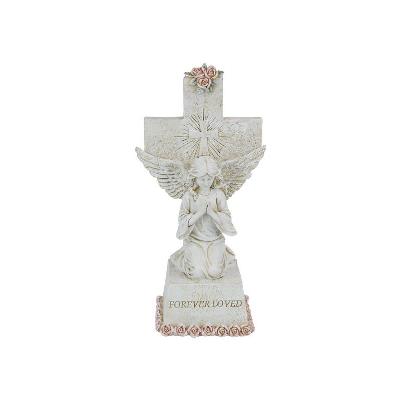 Kneeling Prayer Angel on Cross Forever Loved - 26cm