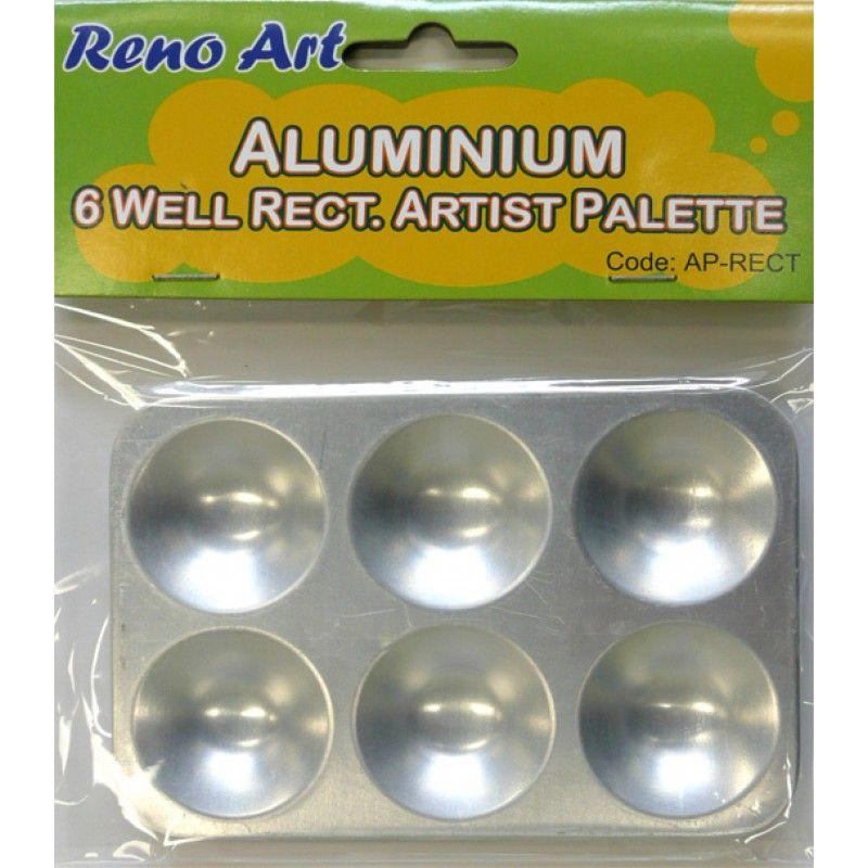 6 Wells Rectangle Aluminum Palette