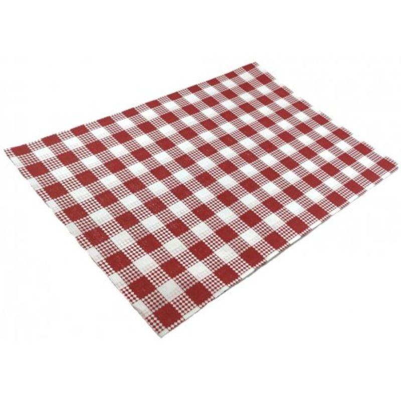 200 Pack Greaseproof Paper Red Check 28gsm 1/4Cut - 200mm x 300mm