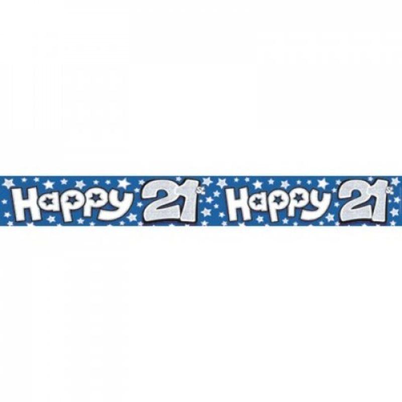 Blue Happy 21st Birthday Banner - 2.6m