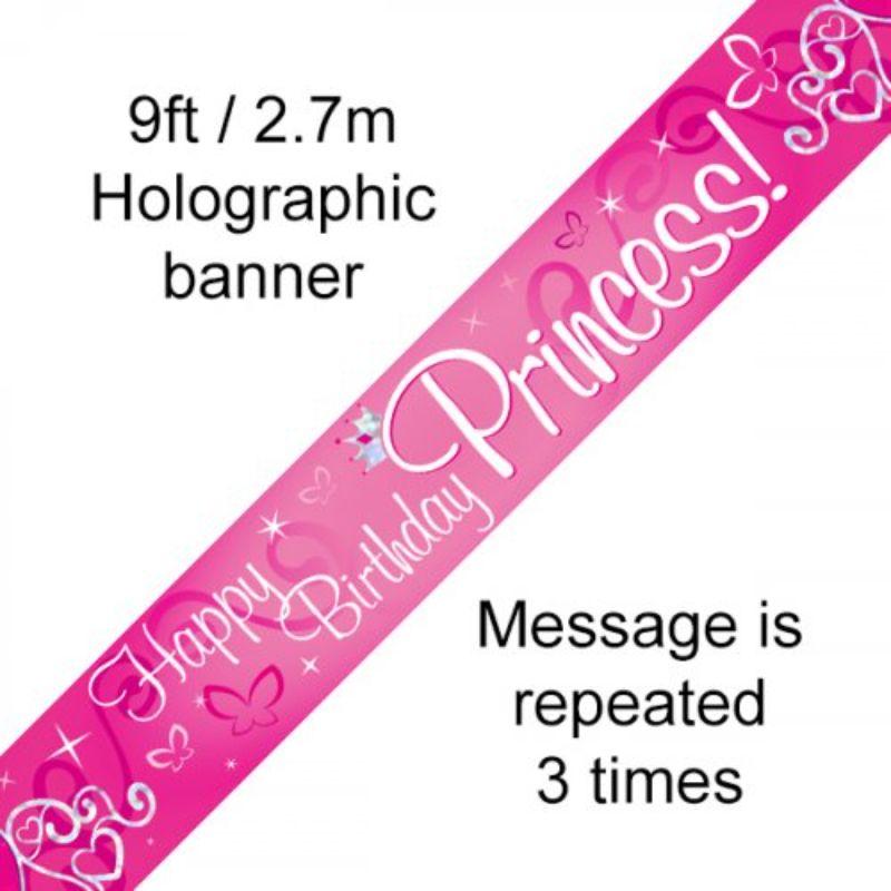 Pink Birthday Princess Banner - 2.7m