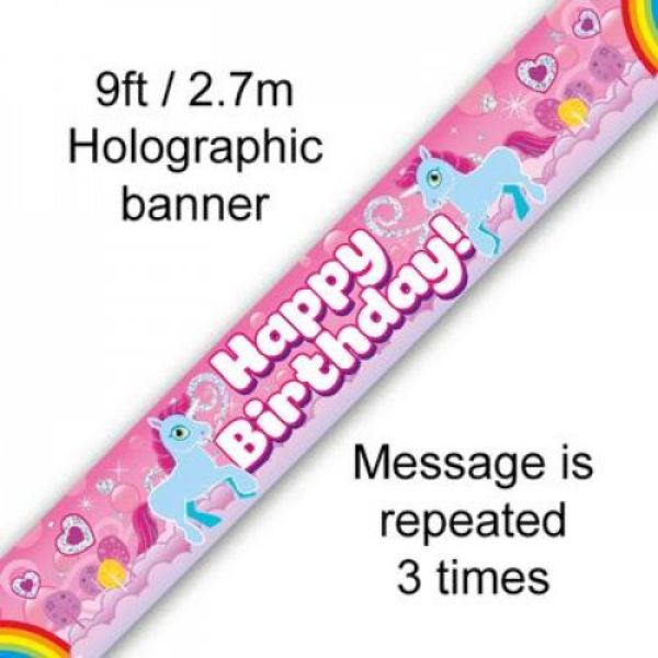 Happy Birthday Unicorn Rainbow Banner - 2.7m