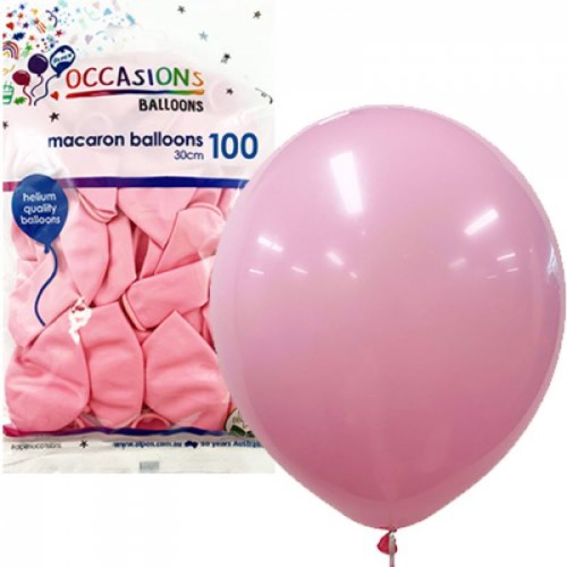 100 Pack Macaron Light Pink Latex Balloons - 30cm