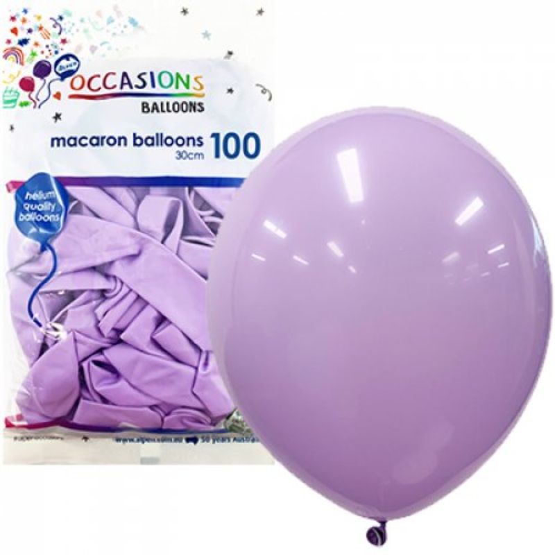 100 Pack Macaron Lavender Latex Balloons - 30cm