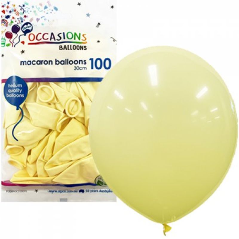 100 Pack Macaron Lemon Latex Balloons - 30cm