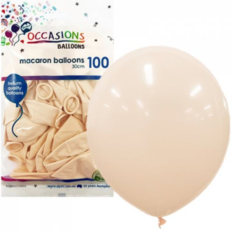 100 Pack Macaron Peach Latex Balloons - 30cm