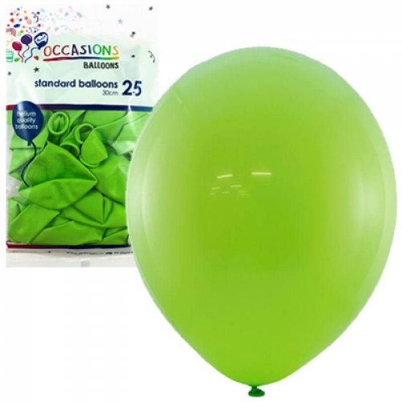 25 Pack Lime Latex Balloons - 30cm
