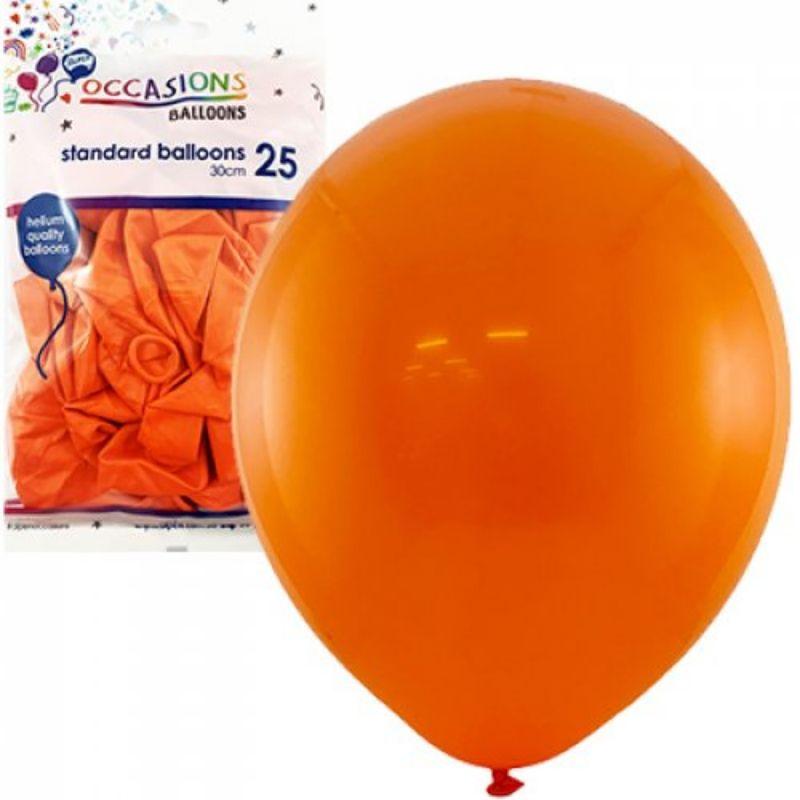 25 Pack Orange Latex Balloons - 30cm