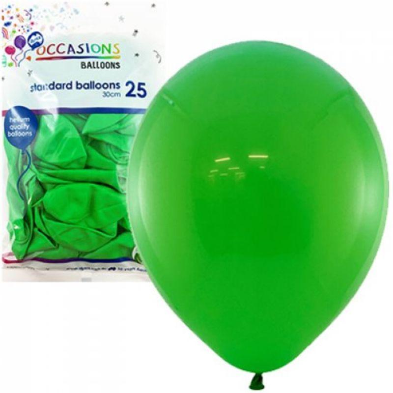 25 Pack Emerald Green Latex Balloons - 30cm