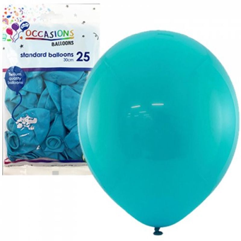 25 Pack Teal Latex Balloons - 30cm