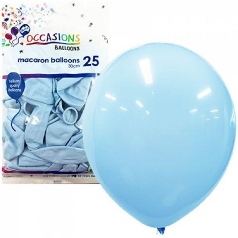 25 Pack Macaron Light Blue Latex Balloons - 30cm