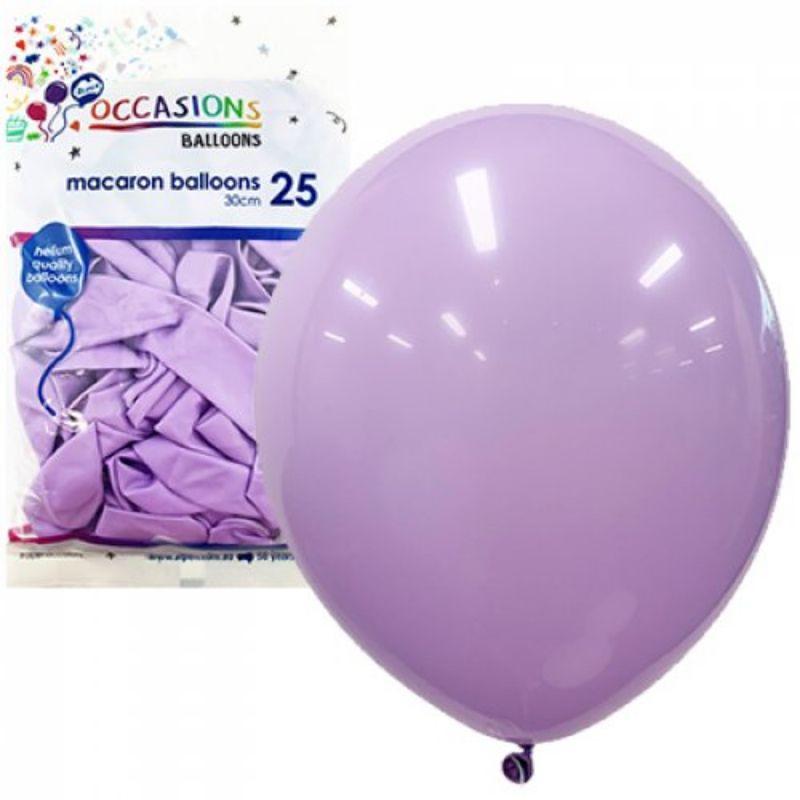 25 Pack Macaron Lavender Latex Balloons - 30cm