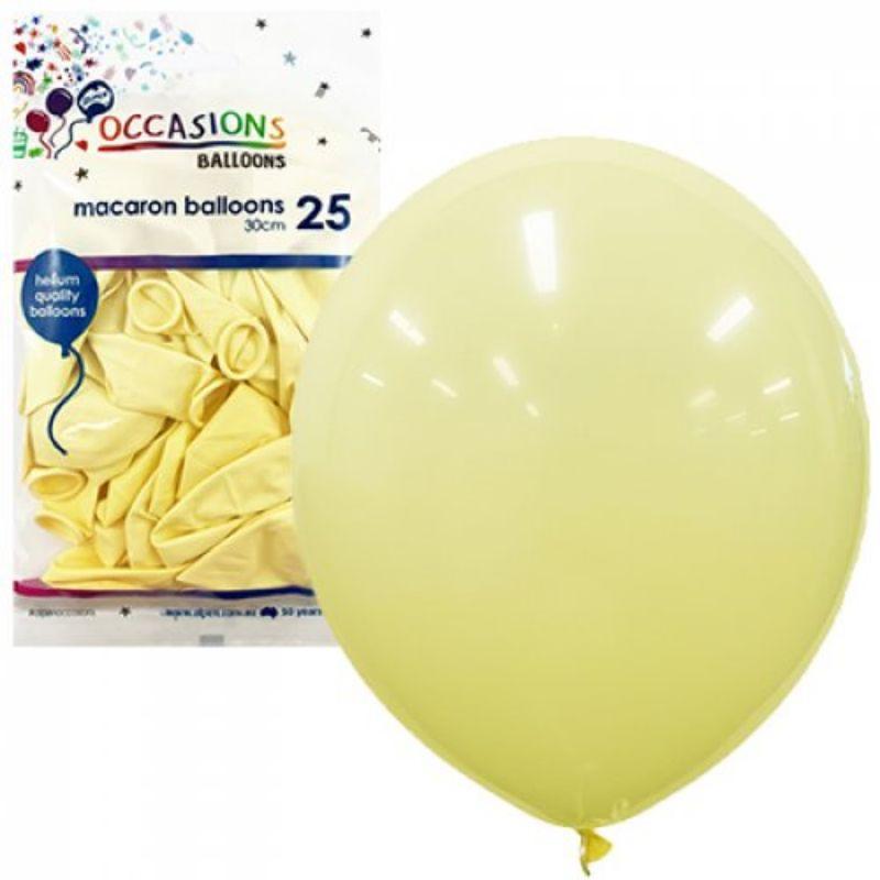 25 Pack Macaron Lemon Latex Balloons - 30cm