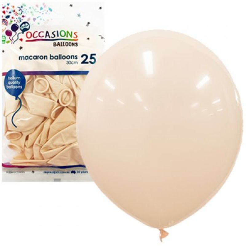 25 Pack Macaron Peach Latex Balloons - 30cm