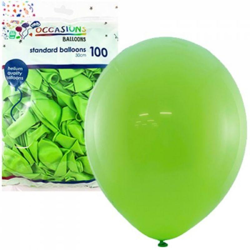 100 Pack Lime Latex Balloons - 30cm