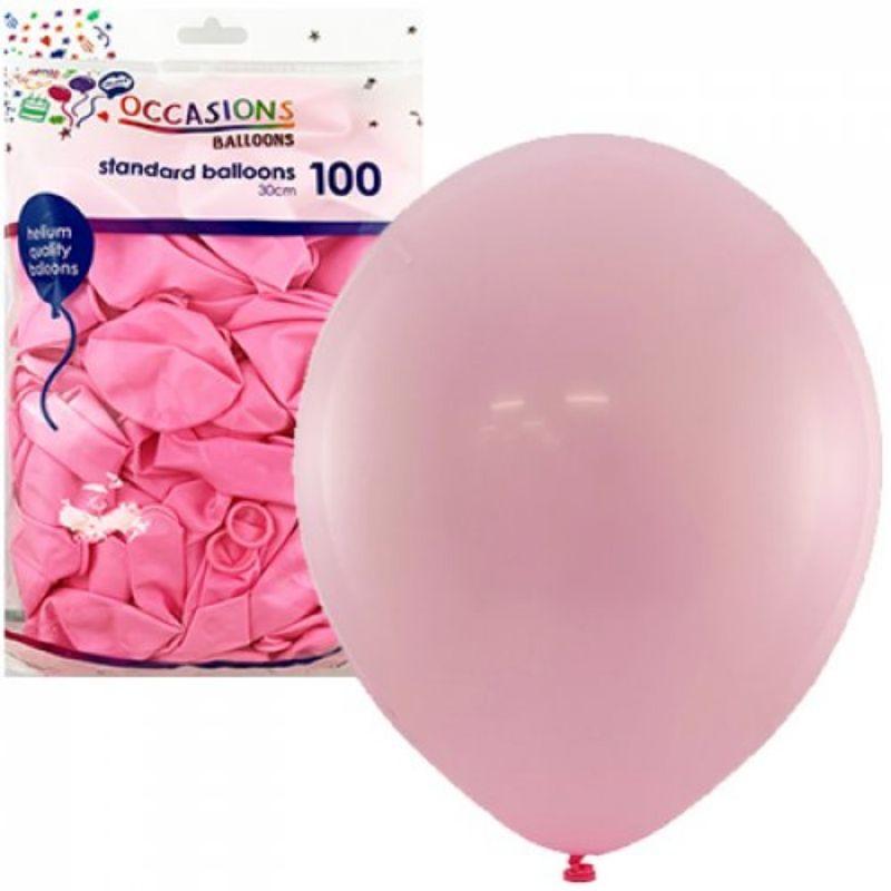 100 Pack Light Pink Latex Balloons - 30cm