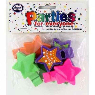 6 Pack 2 Tone Star Whistles - The Base Warehouse