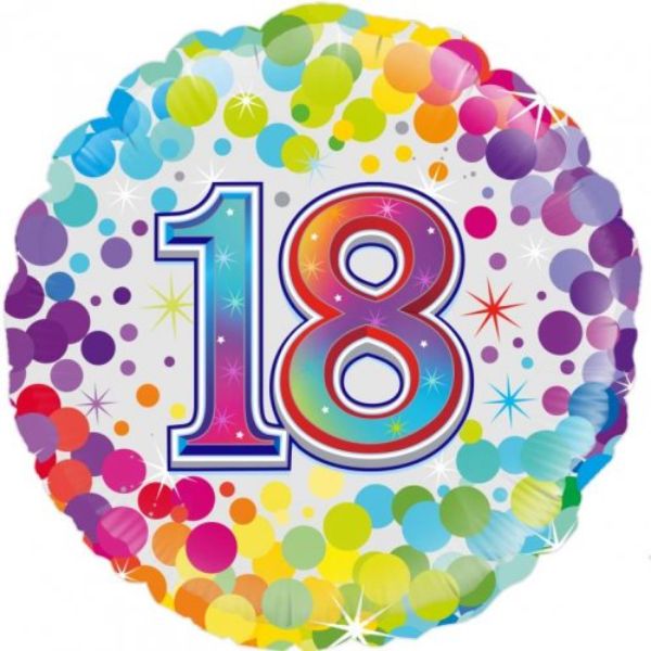 Colourful Confetti 18th Birthday Foil Balloon - 46cm