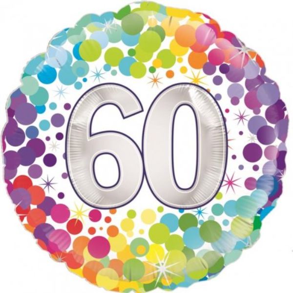 Colourful Confetti 60th Birthday Foil Balloon - 46cm