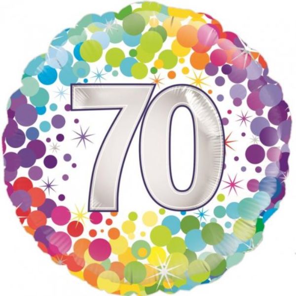 Colourful Confetti 70th Birthday Foil Balloon - 46cm