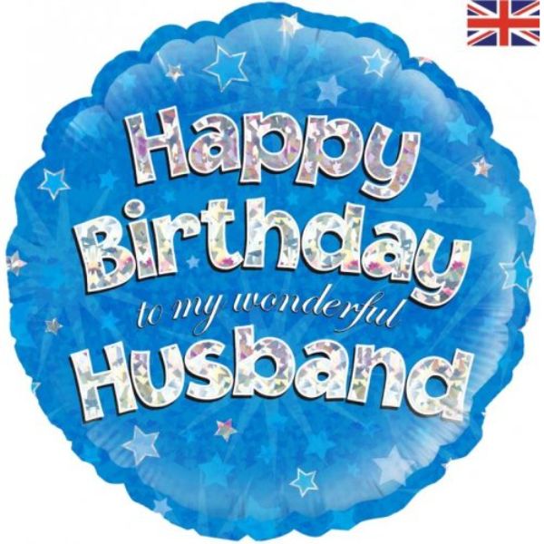 Happy Birthday Husband Blue Foil Balloon - 46cm
