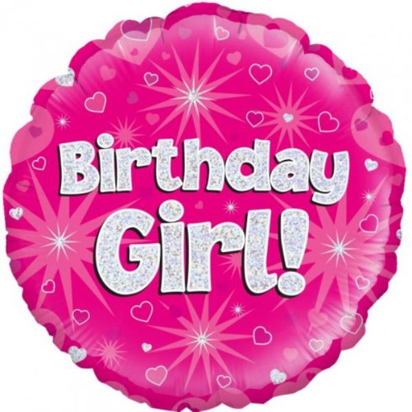Birthday Girl Pink Round Foil Balloon - 46cm