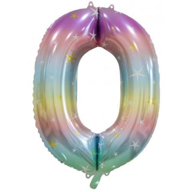 Pastel Rainbow #0 Foil Balloon - 86cm