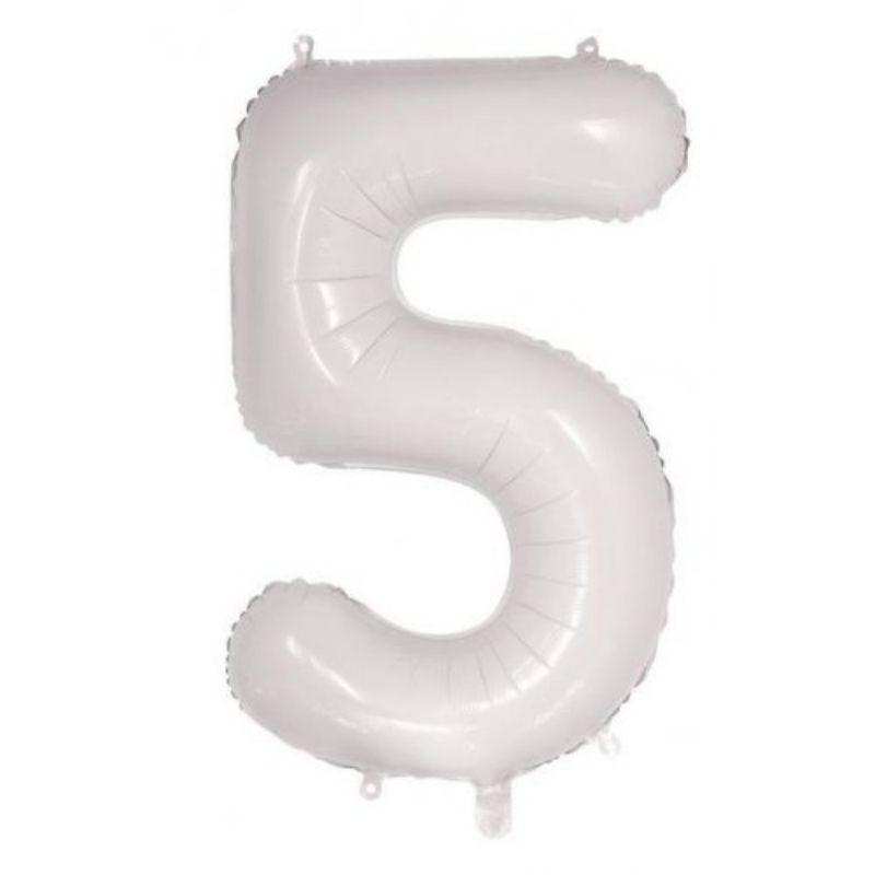 White #5 Foil Balloon - 86cm
