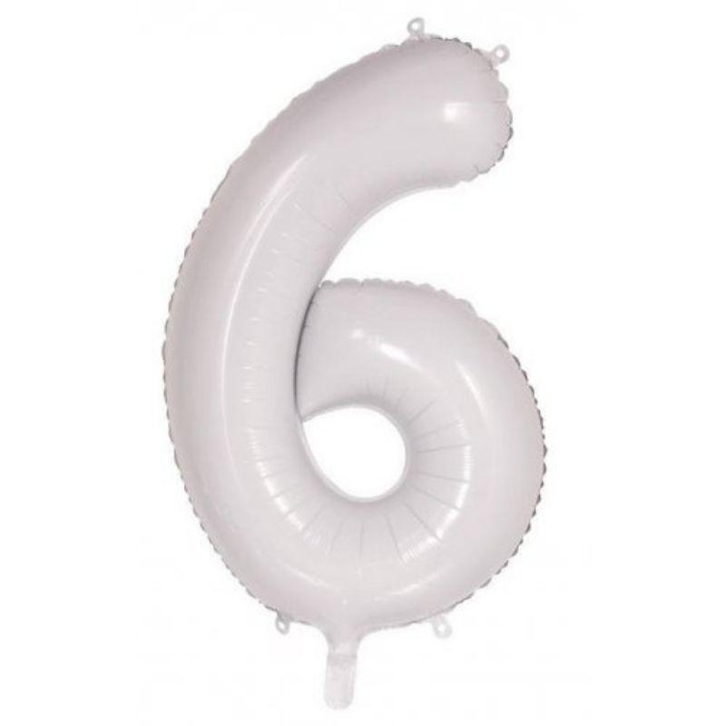 White #6 Foil Balloon - 86cm