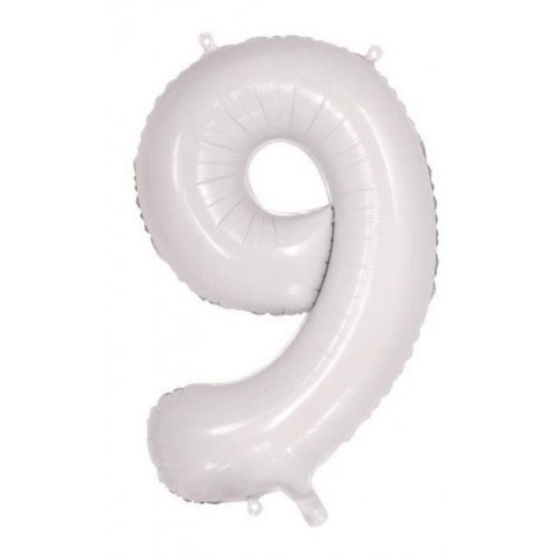 White #9 Foil Balloon - 86cm