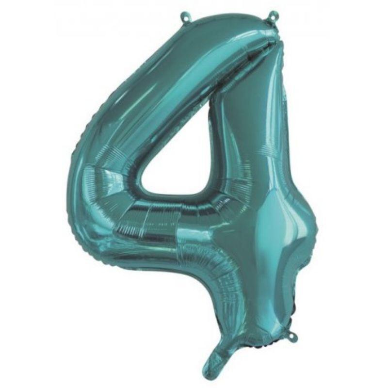 Teal #4 Foil Balloon - 86cm