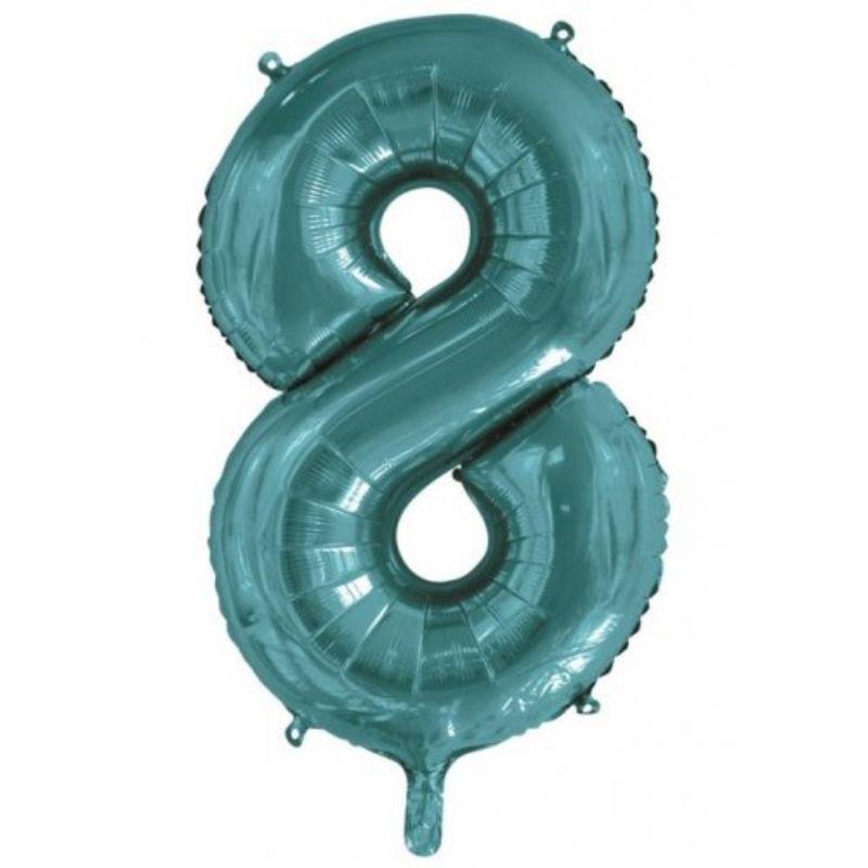 Teal #8 Foil Balloon - 86cm