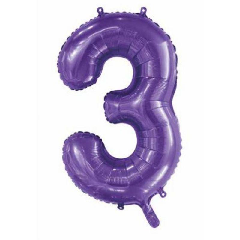 Purple #3 Foil Balloon - 86cm